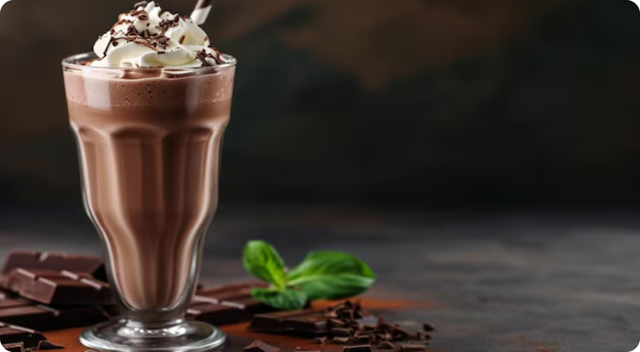Chocolate milkshake with whipped cream